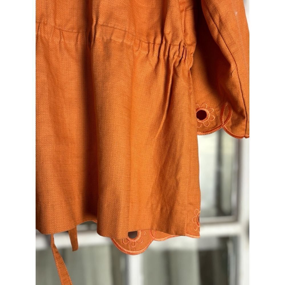 Bob Mackie Women’s Medium Orange Embroidered Front Tie Wearable Art Jacket - Picture 3 of 14